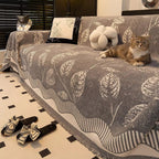Leaf-Pattern Chenille Anti-Slip Sofa Cover