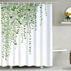 Leaf Vine Print Mold-Resistant Polyester Shower Curtain