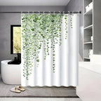 Leaf Vine Print Mold-Resistant Polyester Shower Curtain