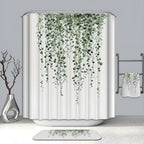Leaf Vine Print Mold-Resistant Polyester Shower Curtain