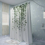 Leaf Vine Print Mold-Resistant Polyester Shower Curtain