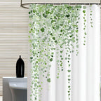 Leaf Vine Print Mold-Resistant Polyester Shower Curtain