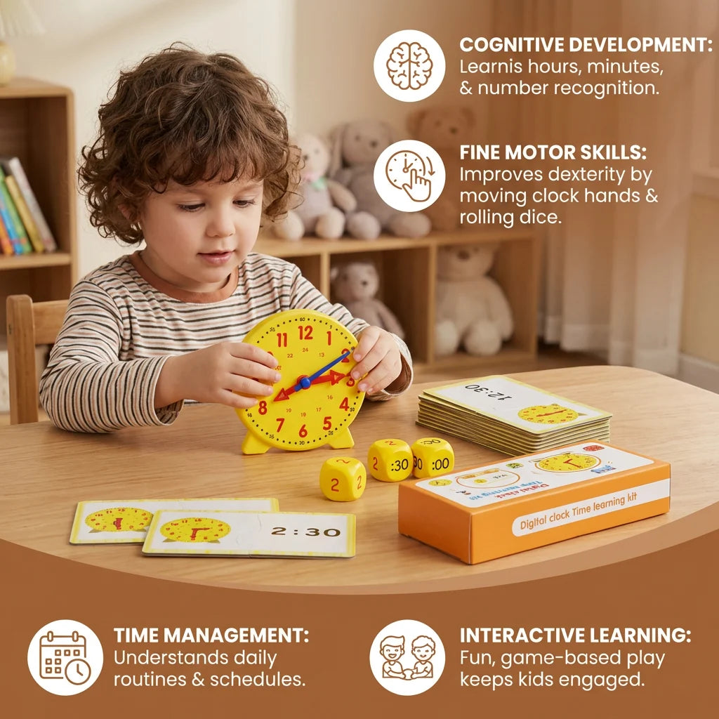 Learning Clock Movable Hands Card & Dice Game