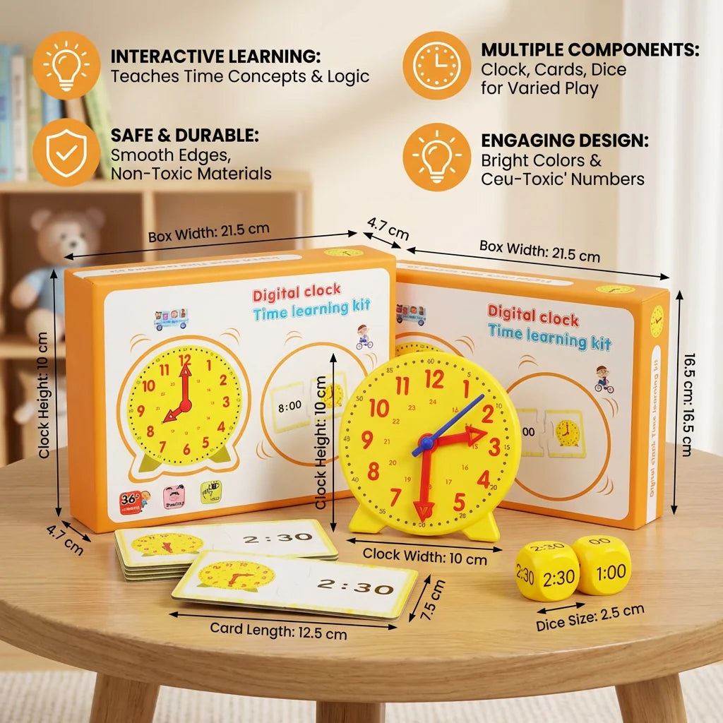 Learning Clock Movable Hands Card & Dice Game