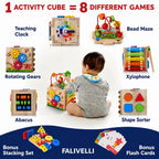Learning Cube 8-in-1 Rubberwood Activity Toy