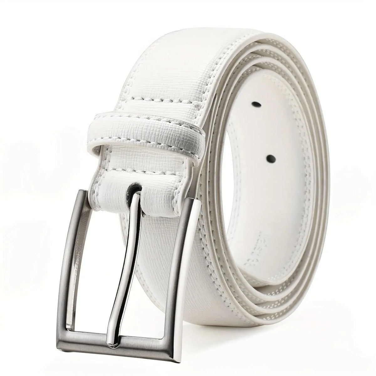 Leather Belt Polished Metal Buckle Adjustable Fit 7 Colors