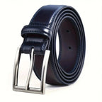 Leather Belt Polished Metal Buckle Adjustable Fit 7 Colors