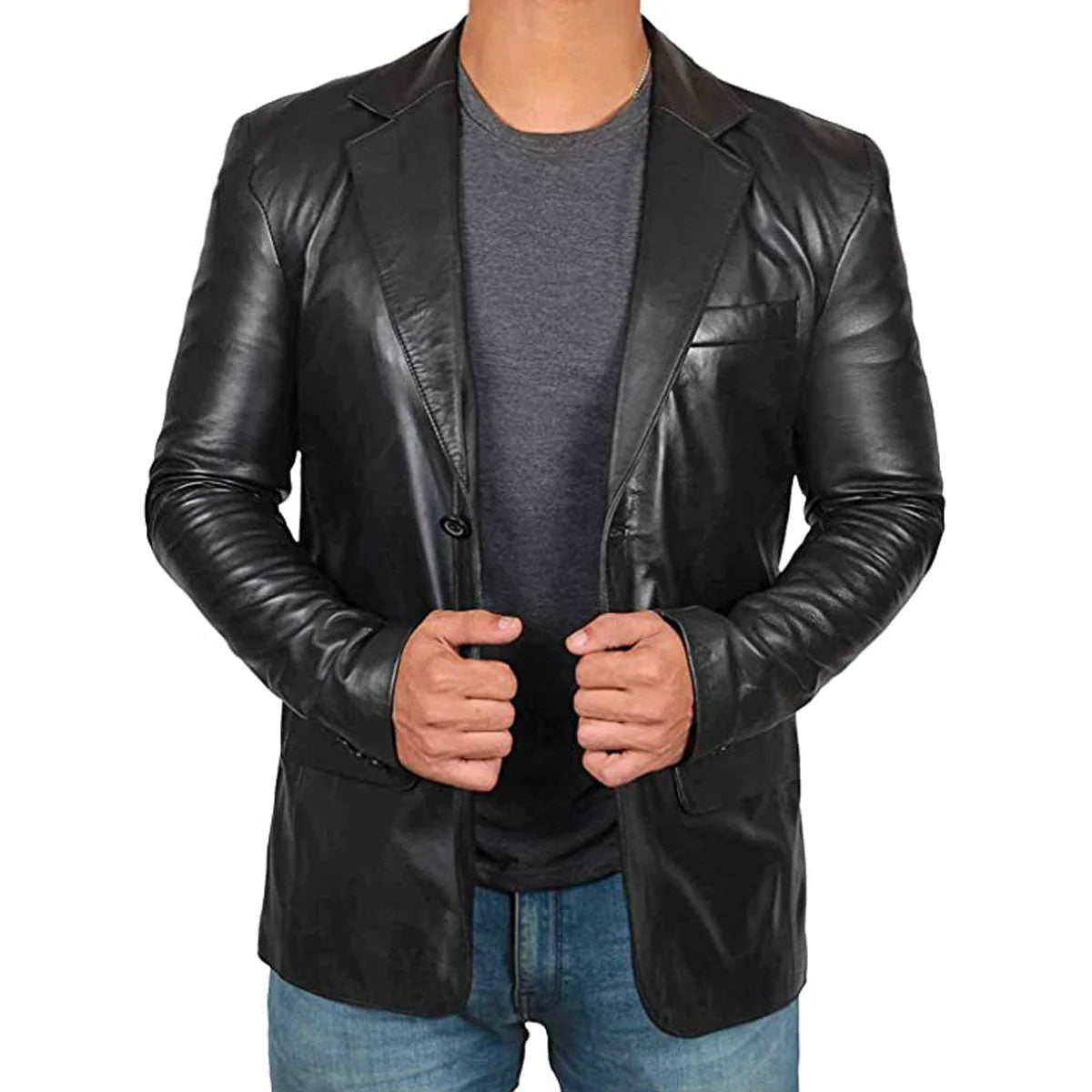 Leather Blazer Genuine Lambskin Viscose Lined