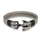 Leather Bracelet Adjustable Fit Stainless Steel Anchor