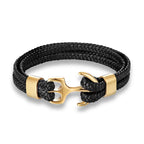 Leather Bracelet Nautical Anchor Adjustable Clasp
