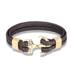 Leather Bracelet Nautical Anchor Adjustable Clasp