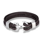 Leather Bracelet Nautical Anchor Adjustable Clasp