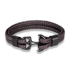 Leather Bracelet Nautical Anchor Adjustable Clasp