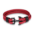 Leather Bracelet Nautical Anchor Adjustable Clasp