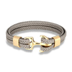 Leather Bracelet Stainless Steel Anchor Adjustable Fit
