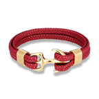Leather Bracelet Stainless Steel Anchor Adjustable Fit