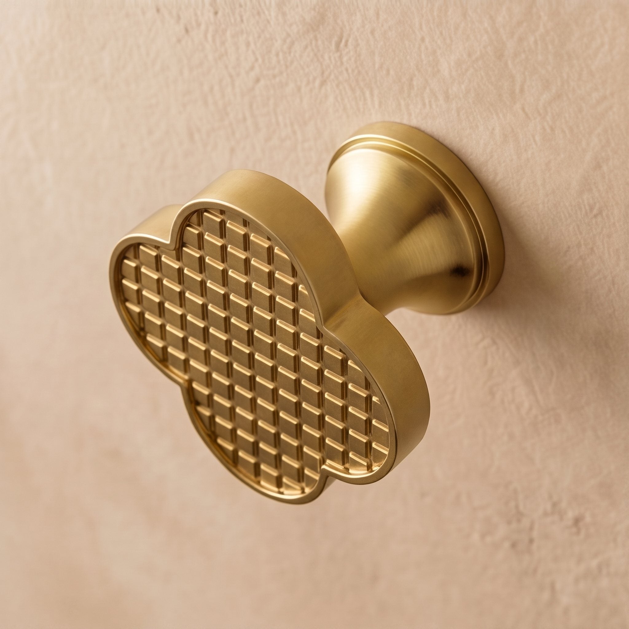 Leather & Brass Four-Leaf Clover Cabinet Knob
