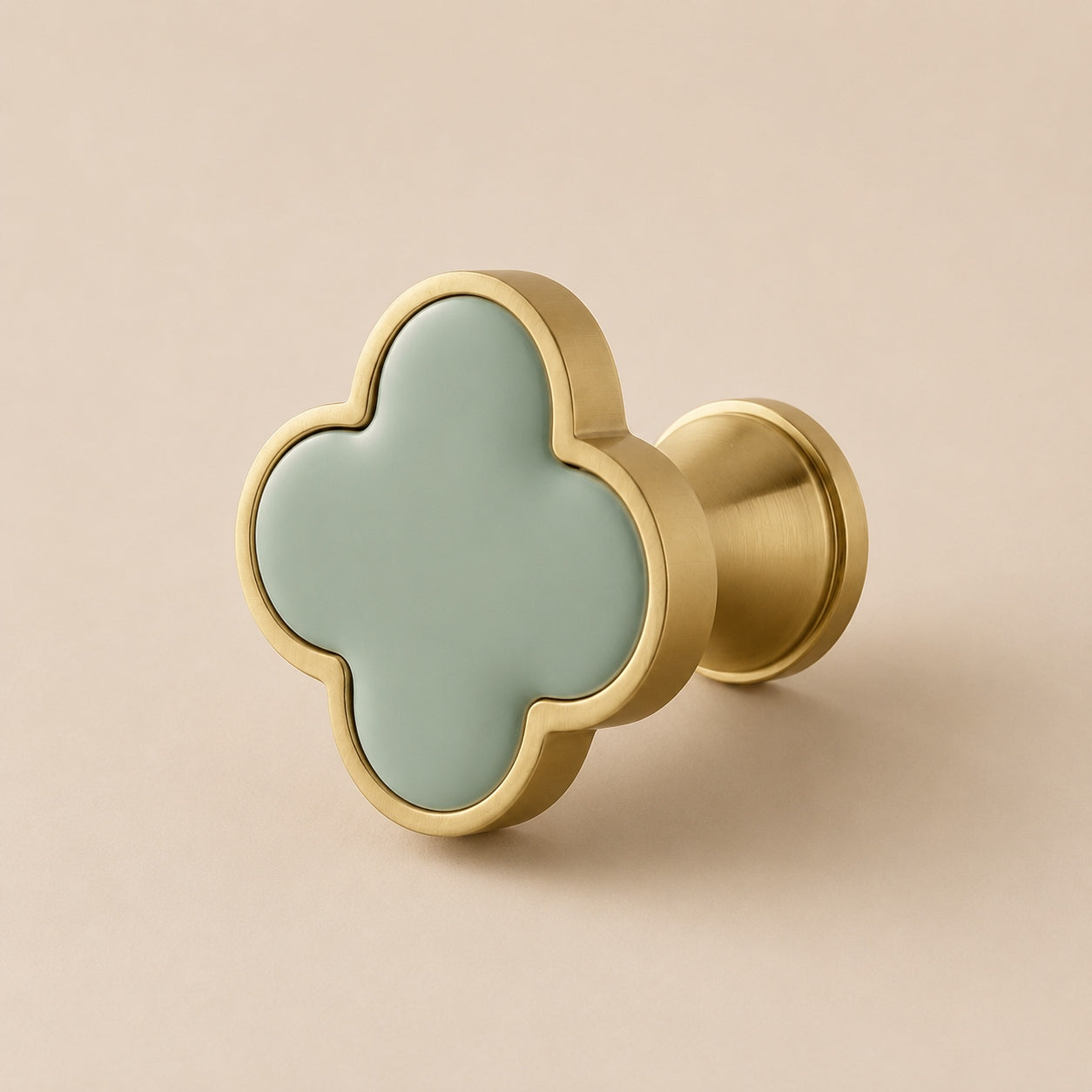 Leather & Brass Four-Leaf Clover Cabinet Knob