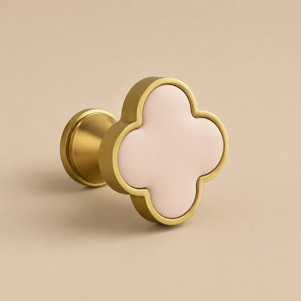 Leather & Brass Four-Leaf Clover Cabinet Knob