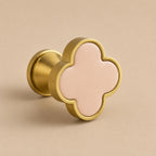 Leather & Brass Four-Leaf Clover Cabinet Knob