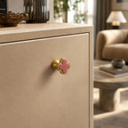 Leather & Brass Four-Leaf Clover Cabinet Knob