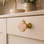 Leather & Brass Four-Leaf Clover Cabinet Knob