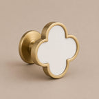 Leather & Brass Four-Leaf Clover Cabinet Knob