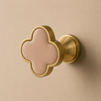 Leather & Brass Four-Leaf Clover Cabinet Knob