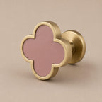 Leather & Brass Four-Leaf Clover Cabinet Knob