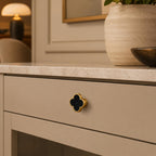 Leather & Brass Four-Leaf Clover Cabinet Knob