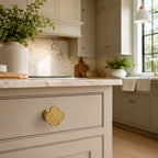 Leather & Brass Four-Leaf Clover Cabinet Knob