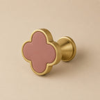 Leather & Brass Four-Leaf Clover Cabinet Knob