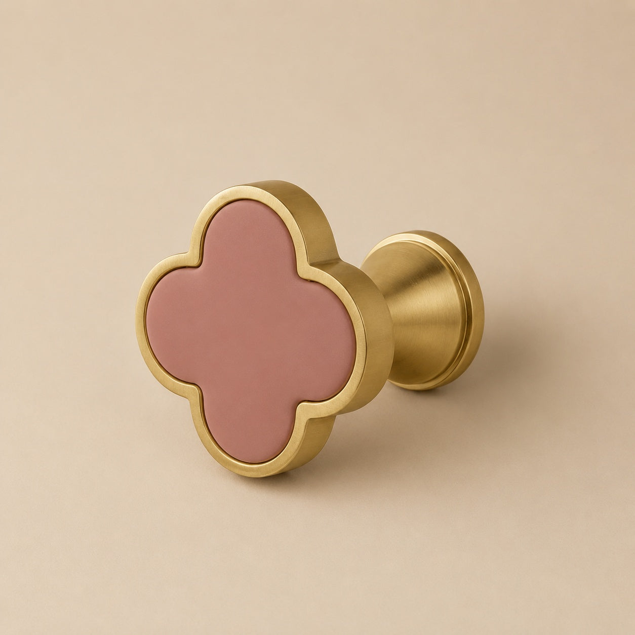 Leather & Brass Four-Leaf Clover Cabinet Knob