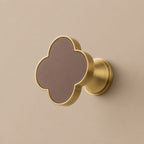 Leather & Brass Four-Leaf Clover Cabinet Knob
