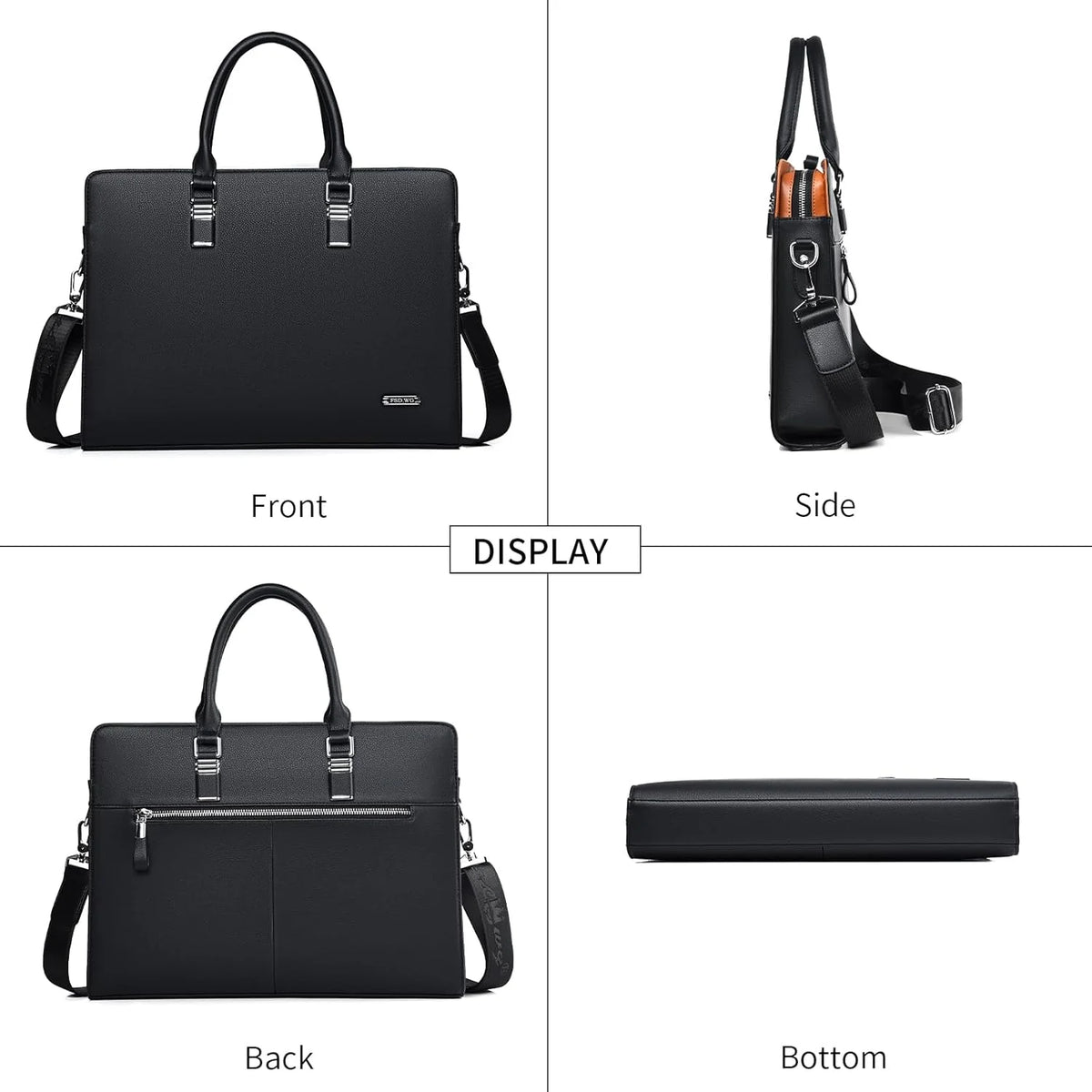 Leather Briefcase Fits Up To 15.6 Inch Organizer Pockets