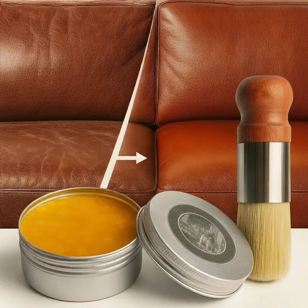 Leather Care Balm Deep-Nourishing Natural Wax With Wooden Brush