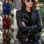 Leather Jacket Full-Grain Leather Asymmetrical Zipper