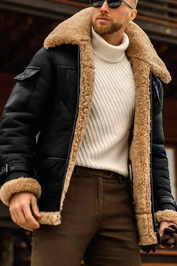 Leather Jacket Hand-Stitched Genuine Sheepskin Lining & Heavy-Duty Zipper