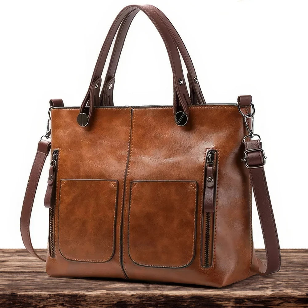 Leather Shoulder Bag Magnetic Flap & Adjustable Strap