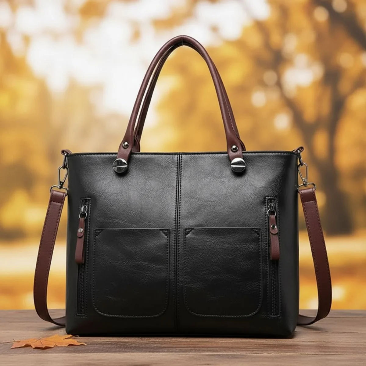 Leather Shoulder Bag Magnetic Flap & Adjustable Strap