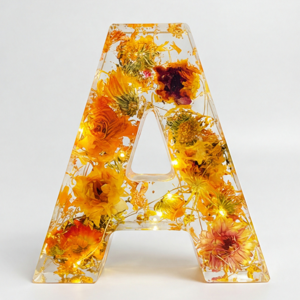 Letter Light Real Dried Flowers Warm LED USB Powered