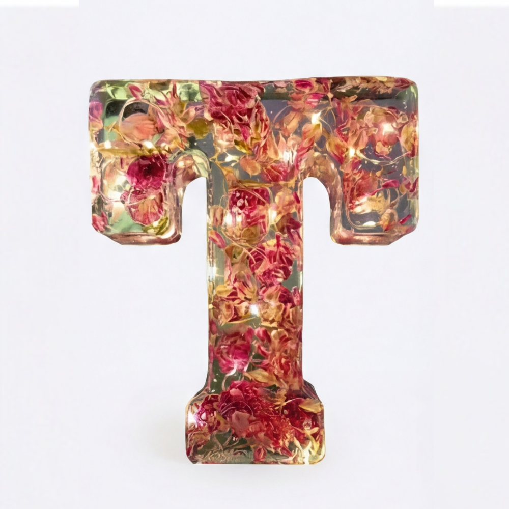 Letter Light Real Dried Flowers Warm LED USB Powered