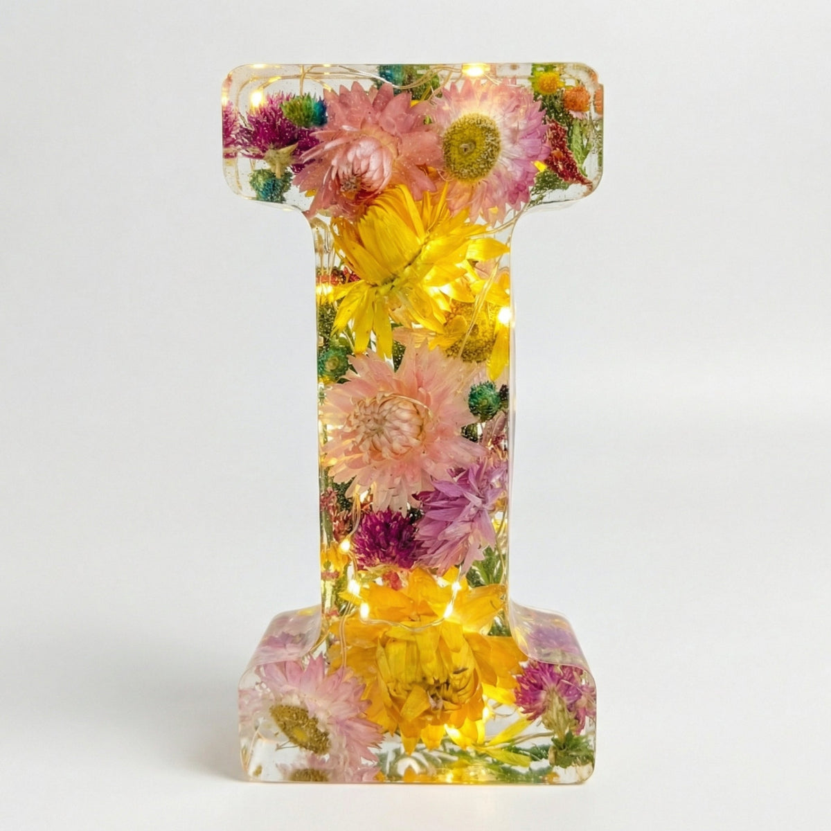 Letter Light Real Dried Flowers Warm LED USB Powered