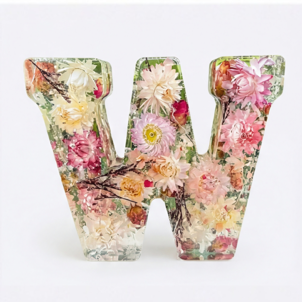 Letter Light Real Dried Flowers Warm LED USB Powered