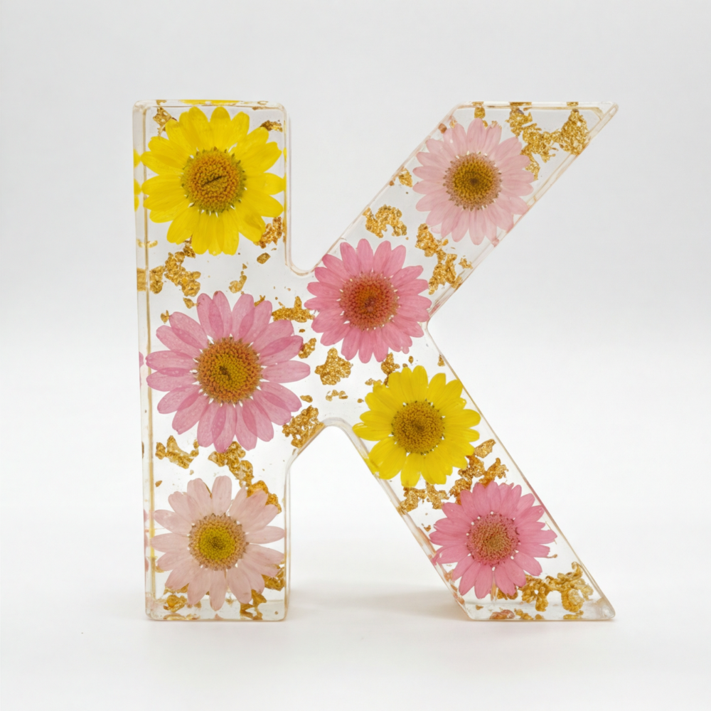 Letter Light Real Dried Flowers Warm LED USB Powered