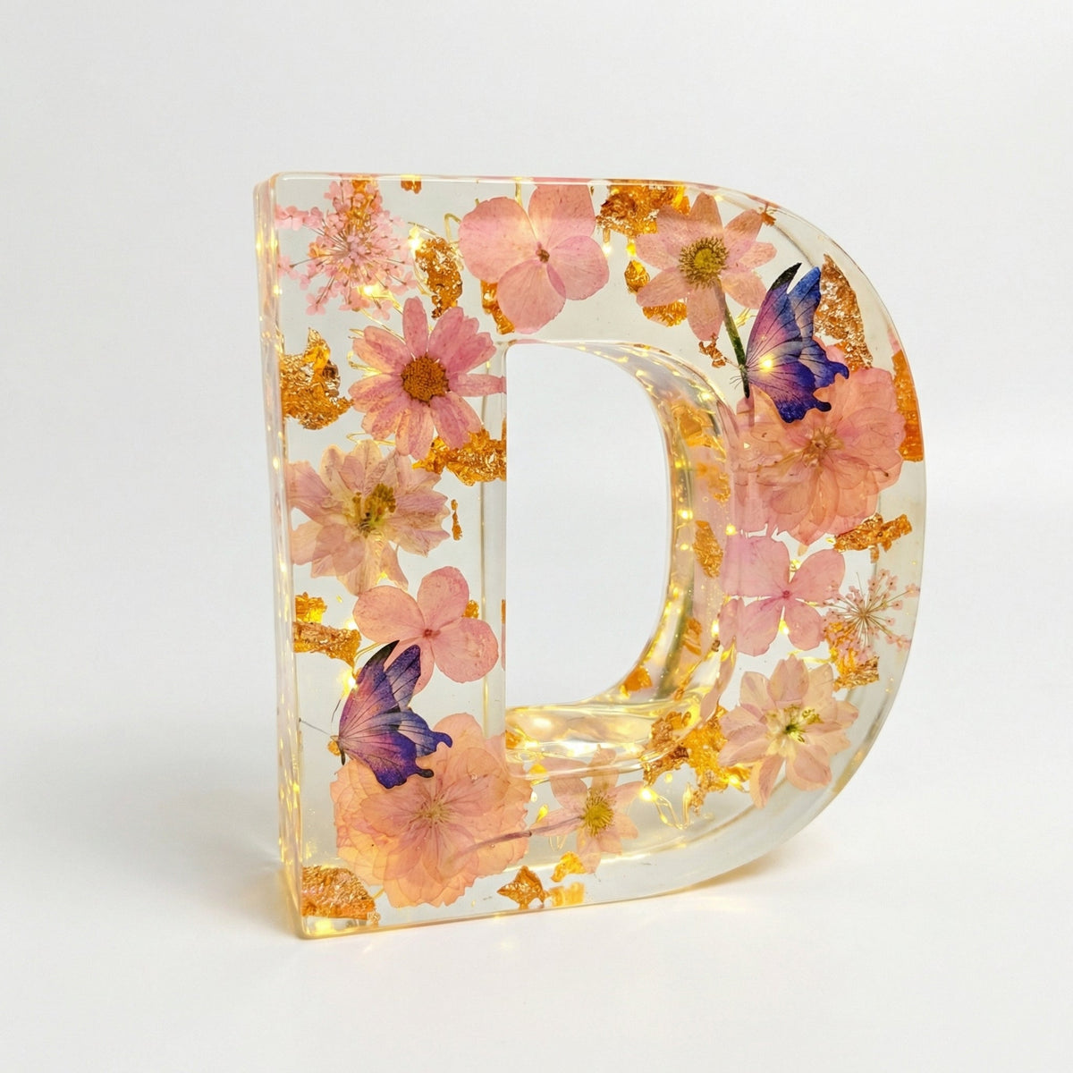 Letter Light Real Dried Flowers Warm LED USB Powered