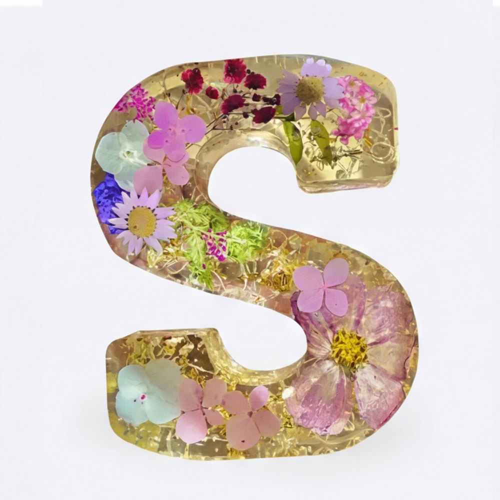 Letter Light Real Dried Flowers Warm LED USB Powered