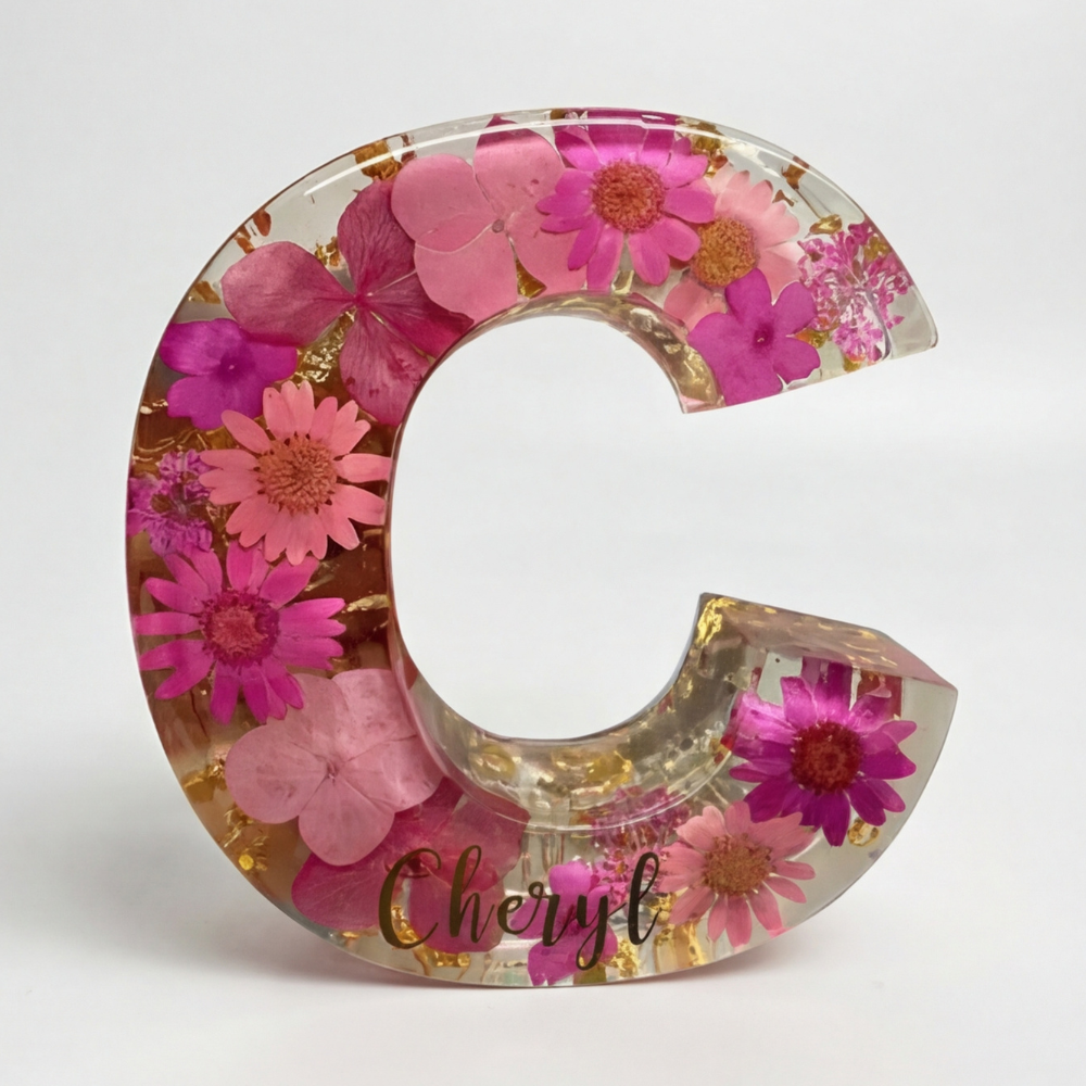 Letter Light Real Dried Flowers Warm LED USB Powered