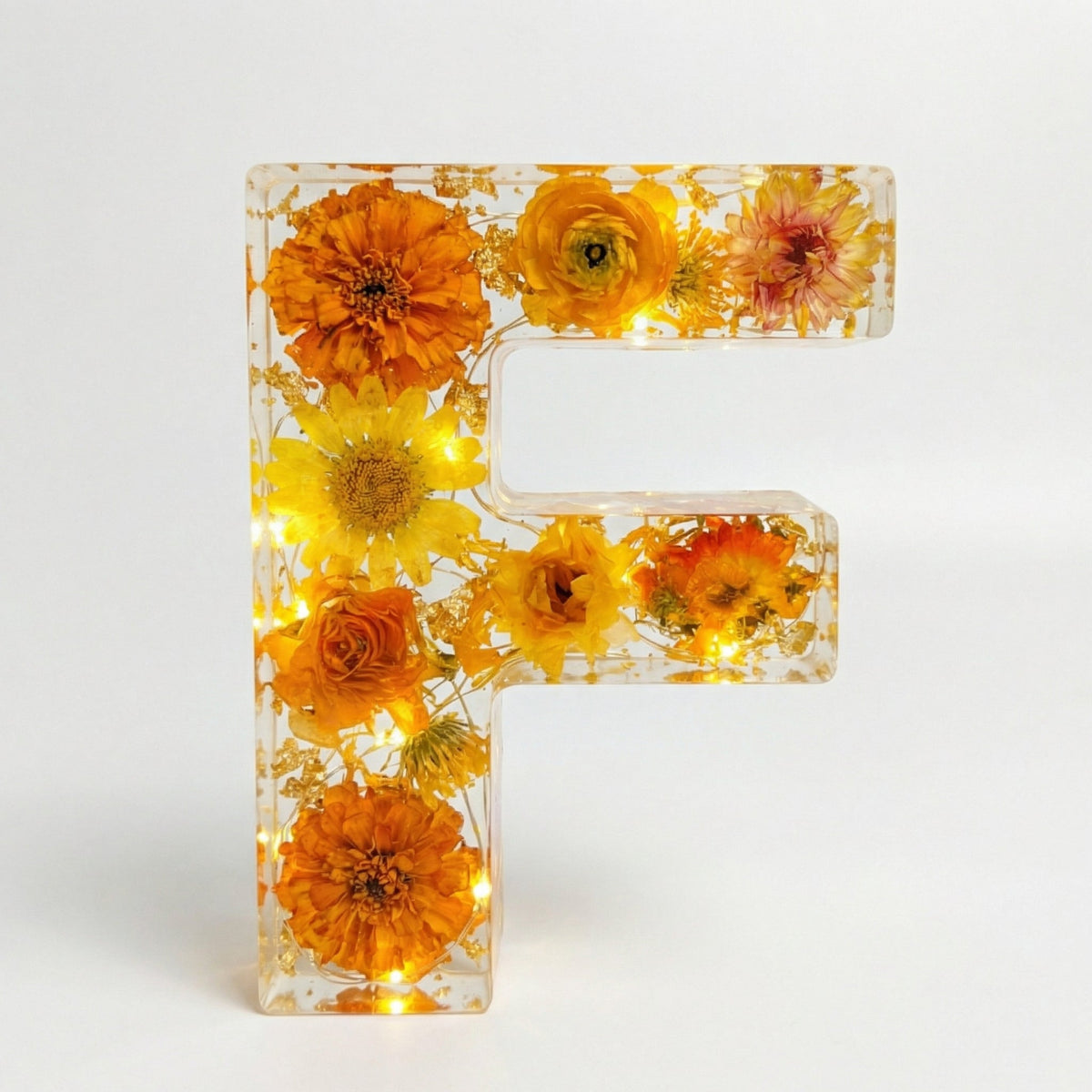Letter Light Real Dried Flowers Warm LED USB Powered