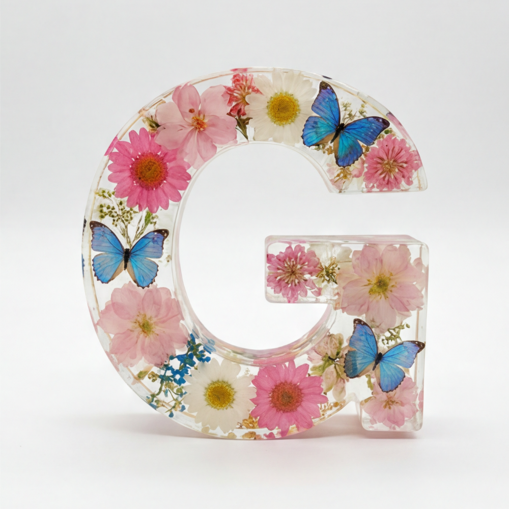 Letter Light Real Dried Flowers Warm LED USB Powered